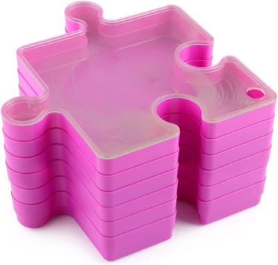Puzzel Sorteerbakjes - Puzzel Organizers - Puzzelstukjes Sorteren - Stapelbaar Vergrendelingsdesign - 6 Bakjes - Roze