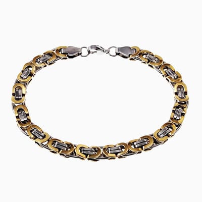 20cm x 7mm Platte Koningsarmband Heren - Stalen Goud/Zilver Kleur - Schakelarmband