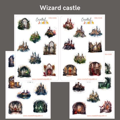 Bullet Journal Stickers - Planner Agenda Stickers - Wizad castle stickers - 4 stickervellen - kasteel - Scrapbook stickers - Deco stickers - harry potter stickers - volwassenen en kinderen