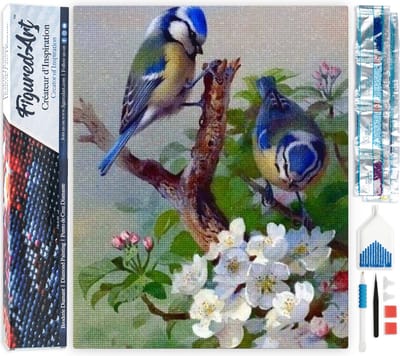 Figured'Art Diamond Painting set Volwassenen 40x50 cm Tieten op tak - 5D DIY Art full drill vierkante diamant - Opgerold canvas