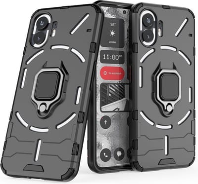 MobyDefend Hoesje - Geschikt voor Nothing Phone (2) - Dubbelgelaagde Pantsercase Met Standaard - Zwart