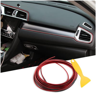 Dailygoods - Sierlijst voor Auto-Interieur - Decoratieve Lijn voor Alle Auto's (Rood)