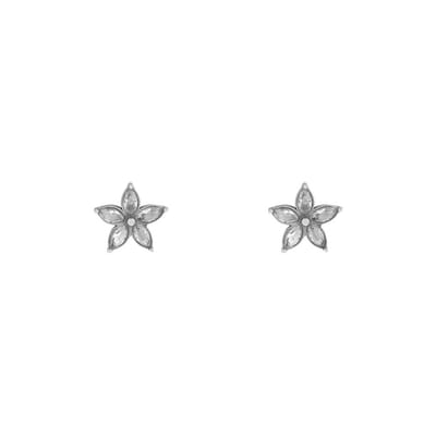 Essentialistics - Stud oorknopjes steentjes bloem - Nikkelvrij - Zilverkleur - Stainless steel (verkleurt niet) - Geleverd met achterkantjes