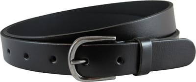 Landley Leren Riem met afgeronde gesp – 3 cm - Damesriem / Herenriem – Echt Leer – Zwart - Lengte totaal 120 cm / Riemmaat 105
