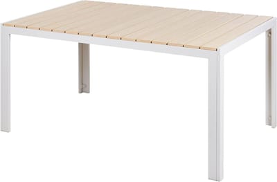 Moderne tuintafel - Eettafel buiten - Buiten dineren - Kunststof hout blad - 150x90 cm - Beige