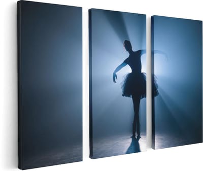 Artaza Canvas Schilderij Drieluik Ballerina Silhouet - Ballet - 120x80 - Foto Op Canvas - Canvas Print