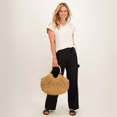 Je m'appelle Travelstof Dames Broek Straight fit Met stretch - Zwart - Maat L