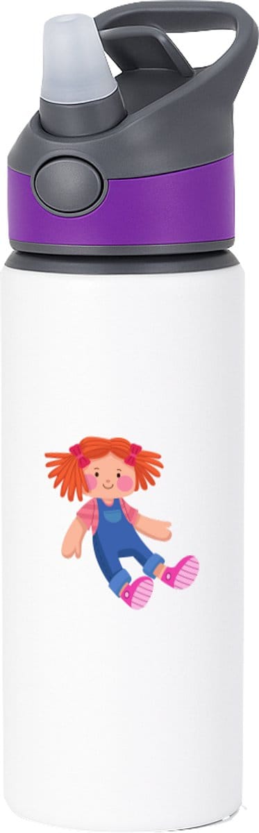 Hacebo® - pop waterfles met rietje paars - Meisje - Baby's - cadeau voor een peuter - speelgoed - water fles - 650ML