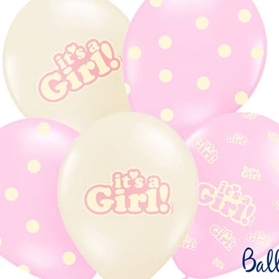 Partydeco - Ballonnen It's a Girl Pastel Mix (6 stuks)