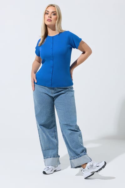 Limited Collection Blauwe Top Met Knoopsluiting Aan De Voorkant Size 42