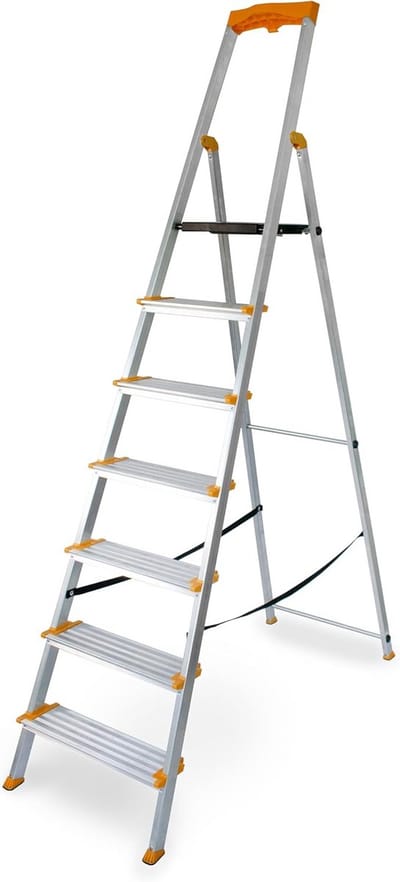 Klapladder 7 treden - Aluminium trap - Klusklare hulp - Extra brede treden - 150 kg belasting - Aluminium