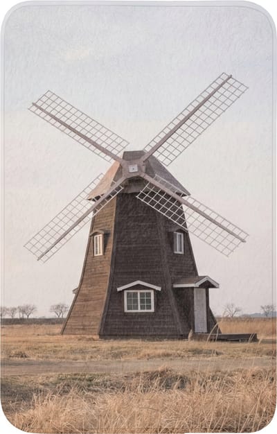 WC mat 50x80 cm - Antislip - Windmolens - Landschap - Veld - Toiletmat - Vloermat - Douchemat - Toilet tapijt - Toiletmatten