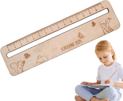 Leesliniaal Hout - Tekstgids Leeshulpmiddel - Geleid Lezen Leren - Gladde Afwerking Zonder Splinters - 20x6x1cm - Natuurlijk Hout