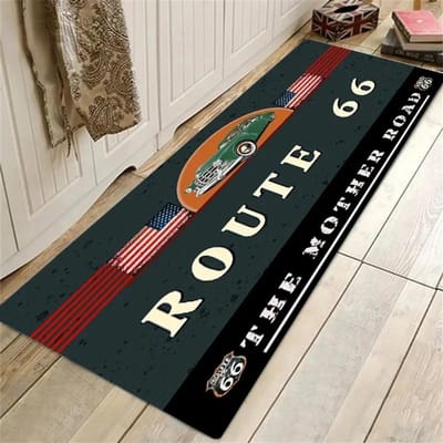 Route 66 Design Keukenvloermat Entree Deurmat Huisdecoratie Tapijt voor Woonkamer Slaapkamer Vloerkleden Badkamer Antislip Mat Voetkussen 40*120cm black