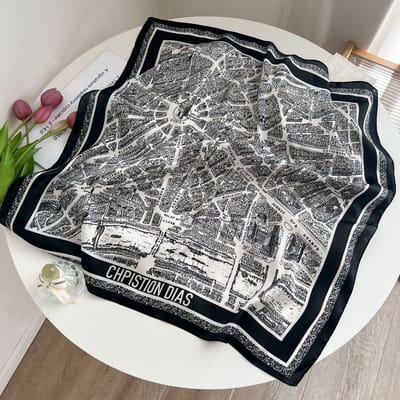 Zijden sjaal-stijl zijden sjaal voor dames - Kleurblokkenprint - Fris en delicaat - Decoratieve shawl over shirts-SJ0233 Benut je gevoel voor mode optimaal!