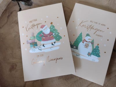 10 luxe kerstkaarten - 2 x 5 luxe Kerst kaarten - 2 Dessins - Trendy - Wenskaarten in box 10 st - Sleeve box - Prettige kerstdagen en een gelukkig nieuwjaar