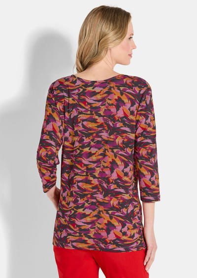 Jersey shirt met strikbandje - rood / gedess. - Gr. 19 van Goldner Fashion
