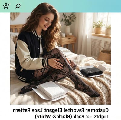 Elegante Kousen met Kant en Bloemenpatroon - Wit en Zwart Gehaakte Kousen voor Ballet, Cosplay en Feestjes - Comfortabele en Elastische Tights voor Dagelijks Gebruik