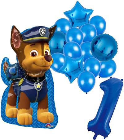 Paw Patrol Chase ballonnen pakket - 58x78cm - Folie Ballon - 1 jaar - Themafeest - Verjaardag - Ballonnen - Versiering - Helium ballon