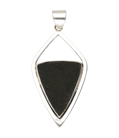 Zilveren Zwarte Jade edelsteen punt open XL hanger