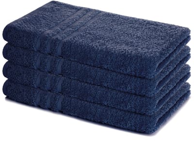 Lavea® Set van 4 Handdoeken 50x100 cm – 100% Katoenen Handdoeken – Zacht en Sterk Absorberend – Ideaal als Badhanddoeken voor Badkamer, Thuis, Hotel en Spa – Marineblauw