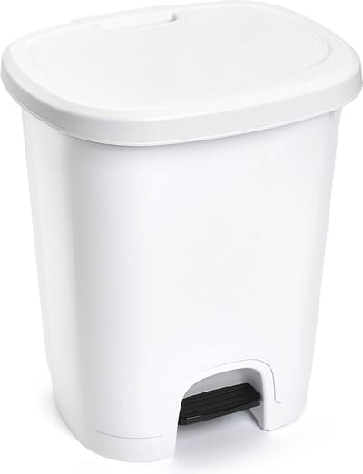 Plasticforte Pedaalemmer - wit - 18 liter - 33x28x40 cm - kunststof - prullenbak