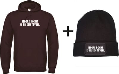 Iedere bocht is er één teveel wintersport set hoodie zwart L + muts - soBAD. | Foute apres ski outfit | kleding | verkleedkleren | wintersport beanie | wintersporttruien | wintersport dames en heren