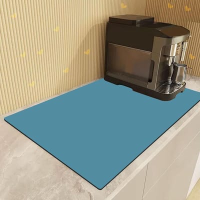 Afdruipmat koffiemachine sneldrogend absorberend servies droogmat keuken antislip 40 x 50 cm marineblauw
