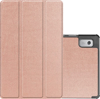 Hoes - Geschikt voor Lenovo Tab M9 - Dun & Stevig - Trifold Bookcase - Hard Cover - Hardcover Book Case - Tablet Hoesje - Rosé goud
