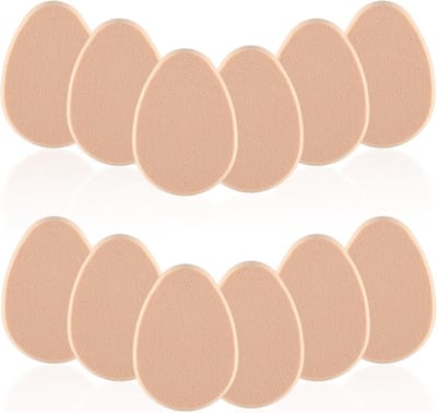Set van 12 Beige Make-up Sponsjes voor Vlakke Foundation, Natuurlijke en Gebruiksvriendelijke Applicators, Duurzaam en Geschikt voor Beginners en Professionals