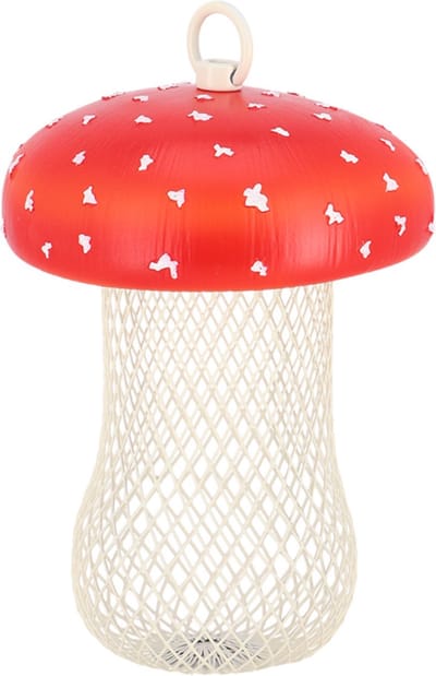 Best for Birds Voedersilo noten Fungi - vliegenzwam - rood - PVC/ijzer - 13 x 18 cm - notensilo voor vogels