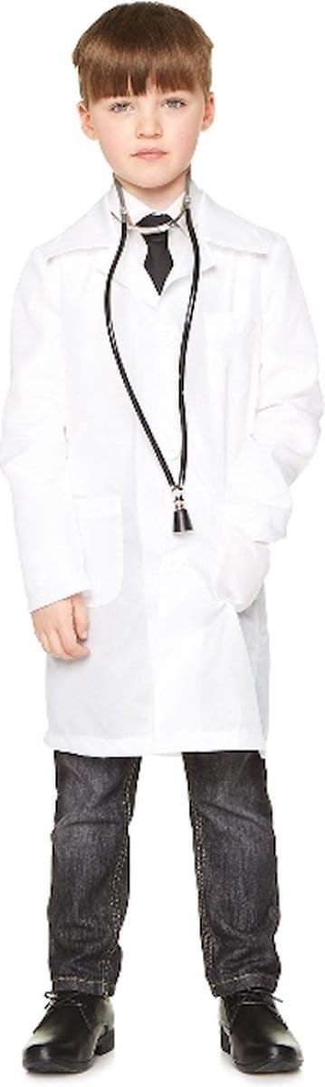Karnival Costumes Doktersjas voor Kinderen Carnavalskleding Kostuum Kind Halloween - Wit - Polyester - 9-10 Jaar - 1-Delig Jas