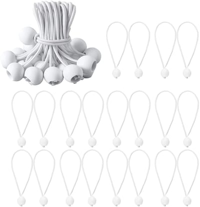 20-stuks Ball bungee-koord - Bungee-koord met bal - Weerbestendige spanbanden - Bungee-koord voor buiten - Zeilspanbanden - Spanbanden voor luifels - Voor kamperen, tenten, vracht, vaste lijnen, slangen - Wit