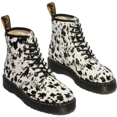 Dr. Martens Laars - 1460 Bex Black Dalmatian Print Hair On - EU36 tot EU40 - voor Vrouwen - wit-zwart