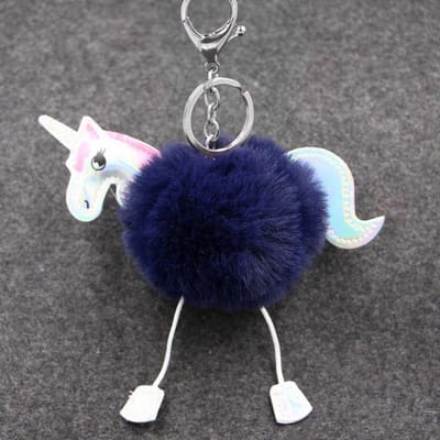 Porte-clés Licorne en Peluche Mignonne Sur les Sacs Breloque Boule de Poil de Lapin Pompom Cheval Charms Sacs pour Femmes Porte-clés de Voiture Cadeau naval