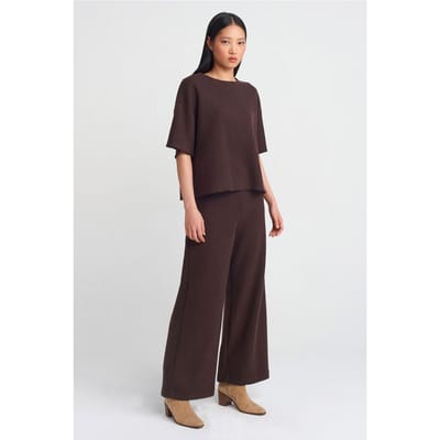 Dames Hoge Taille Wijde Pijpen Tricot Broek