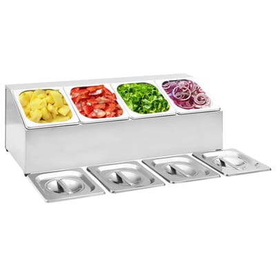 vidaXL - Gastronormbakkenhouder - met - 4 - GN - 1/6 - bakken - roestvrij - staal