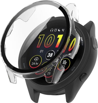 Watch case screenprotector - hoesje - gehard glas - geschikt voor Garmin Forerunner 265 S - transparant