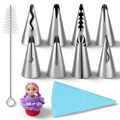 Dailygoods - 10-delige Spuitmonden Set - Roestvrijstalen Spuitmonden voor Taartdecoratie