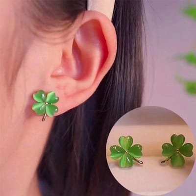 Lucky Cat's Eye Stone Klavertje Vier Oorbellen voor Vrouwen Groene Delicate Stud Earring Elegante Sieraden Banket Cadeau voor mama