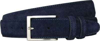 Luxe Suede Riem Navy - Blauwe suede riem heren - Taillemaat 105 - Italiaanse Riem - Kostuum riem heren - Pak riem heren