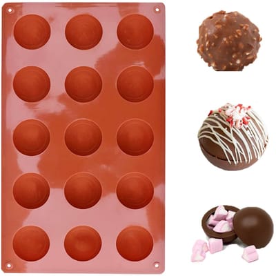 MTTProducts - Chocolade Mallen - Siliconen Mallen - Voor Mousse en Pudding - Half-Sferisch - 15 Caviteiten - Geschikt voor Bakken en Koelen - Ø 4 Cm