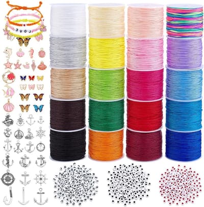 Nylon Kralendraad voor Armbanden - 20 Rollen Chinese Knoop Touw voor Vriendschapsarmbanden en Sieraden Handwerk - 1 mm Dikte voor Creatieve Projecten