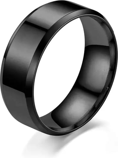 Ring - RVS - Zwart - maat 17 - Br 8mm - gepolijst met mat glad uitvoering - Elegante - Design