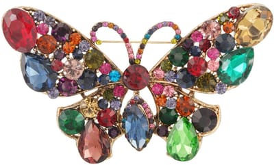 Vlinder broche - Veelkleurig - Dames broche - Gouden broche - Sierbroche - Goudlief