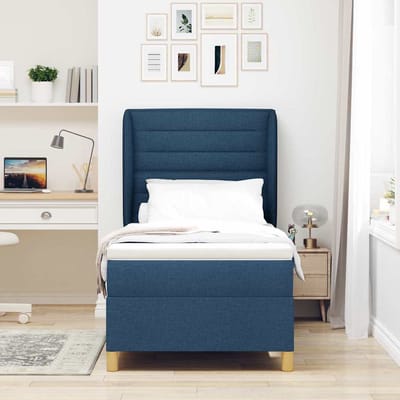 vidaXL - Boxspring - bed - met - matras - met - hoofdeinde - Blauw - 200 - x - 80 - cm - Stof