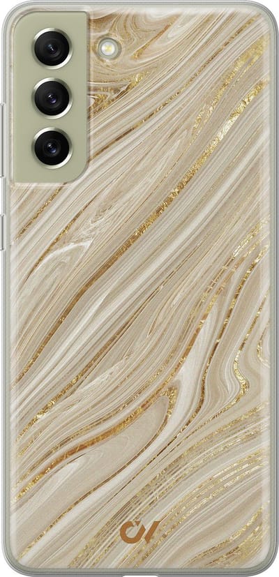 Hoesje geschikt voor Samsung Galaxy S21 FE hoesje - Golden Marble - - Goud - - Casevibes
