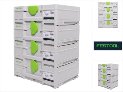 Festool Systainerset 4x SYS3 M 137 ( 4x 204841 ) 10.4 liter 396x296x137mm Gereedschapskoffer koppelbaar