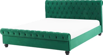 AVALLON - Tweepersoonsbed - Smaragdgroen - 160 x 200 cm - Fluweel