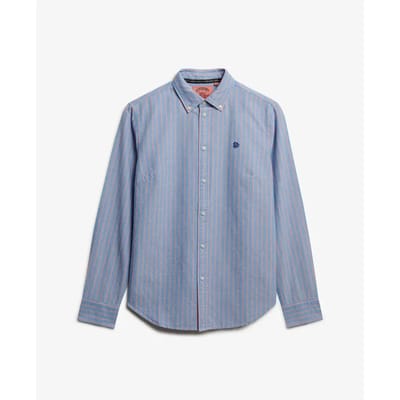 Superdry Oxford Overhemd met Lange Mouwen Slanke Pasvorm Blue Grootte: 38